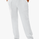 PASLTER Mens Casual Linen Pants Loose Fit Elastic Drawstring Waist Straight-Legs Summer Yoga Beach Long Pants, Size XXL