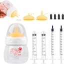 Pet Feeding Bottle and Syringes,60ml Nursing Bottle, 3 Sizes Nipples with Ventilation Valve Resistant Tearing Perfect for Puppies, Kittens, Small Wildlife (Yellow)