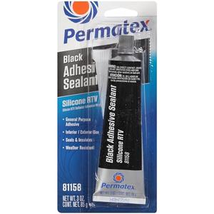 Permatex 81158 Black Silicone Adhesive Sealant, 3 oz. Tube, Pack of 12 Permatex 81158 Black Silicone Adhesive Sealant, 3 oz. Tube, Pack of 12