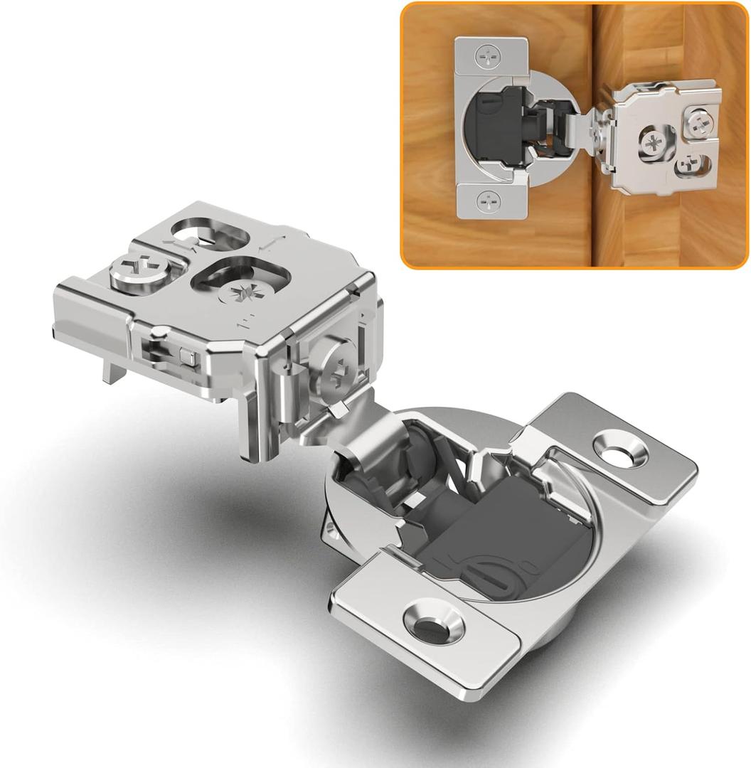 50 Pack 1" Overlay 4D Soft Close Concealed Hinges for Face Frame Door, Adjustable Closing Speed, Smooth Slow Self Close Hinges, Satin Nickel, 105 Open Angle Stainless Steel Cabinet Hinges