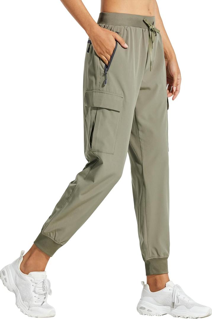 Libin Women's Cargo Joggers Lightweight Quick Dry Hiking Pants Athletic Lounge Casual Travel Petite/Regular/Tall (Large)