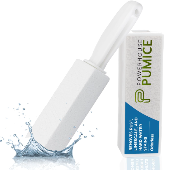 Powerstone Pumice Stone Toilet Bowl Cleaner with Handle (1-pack) - A Solution for Hard Water Stains on Toilets, Grills, Tiles, Grout & Pools
