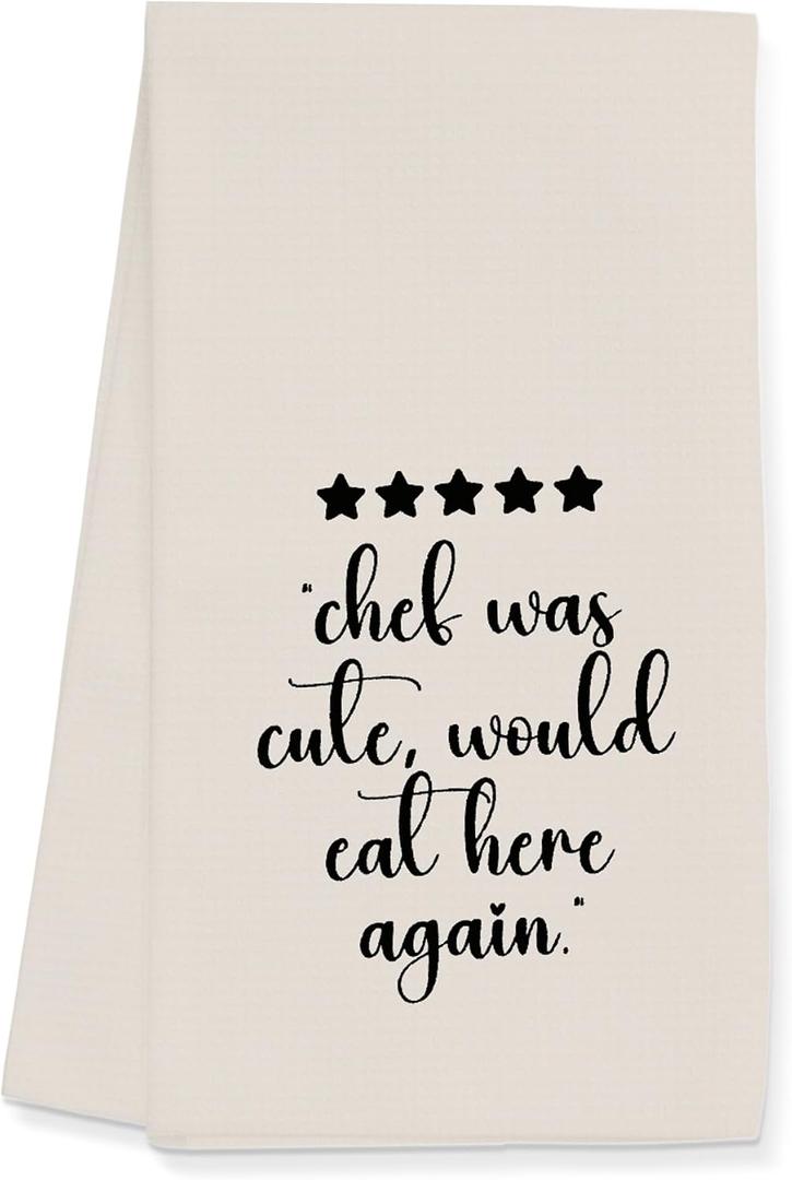 Gifts for Funny Chef Towels, Chef Would Eat Here Again Towels for Kitchen Decor (16x24 inches)