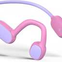 Kids Headphones, Bluetooth 5.2 Air Conduction Open Ear Headphones, 85dB Volume Limiting, Stereo Sound with Mic, IPX5 Waterproof, 20H Playtime, Perfect for School and Outdoor-Pink