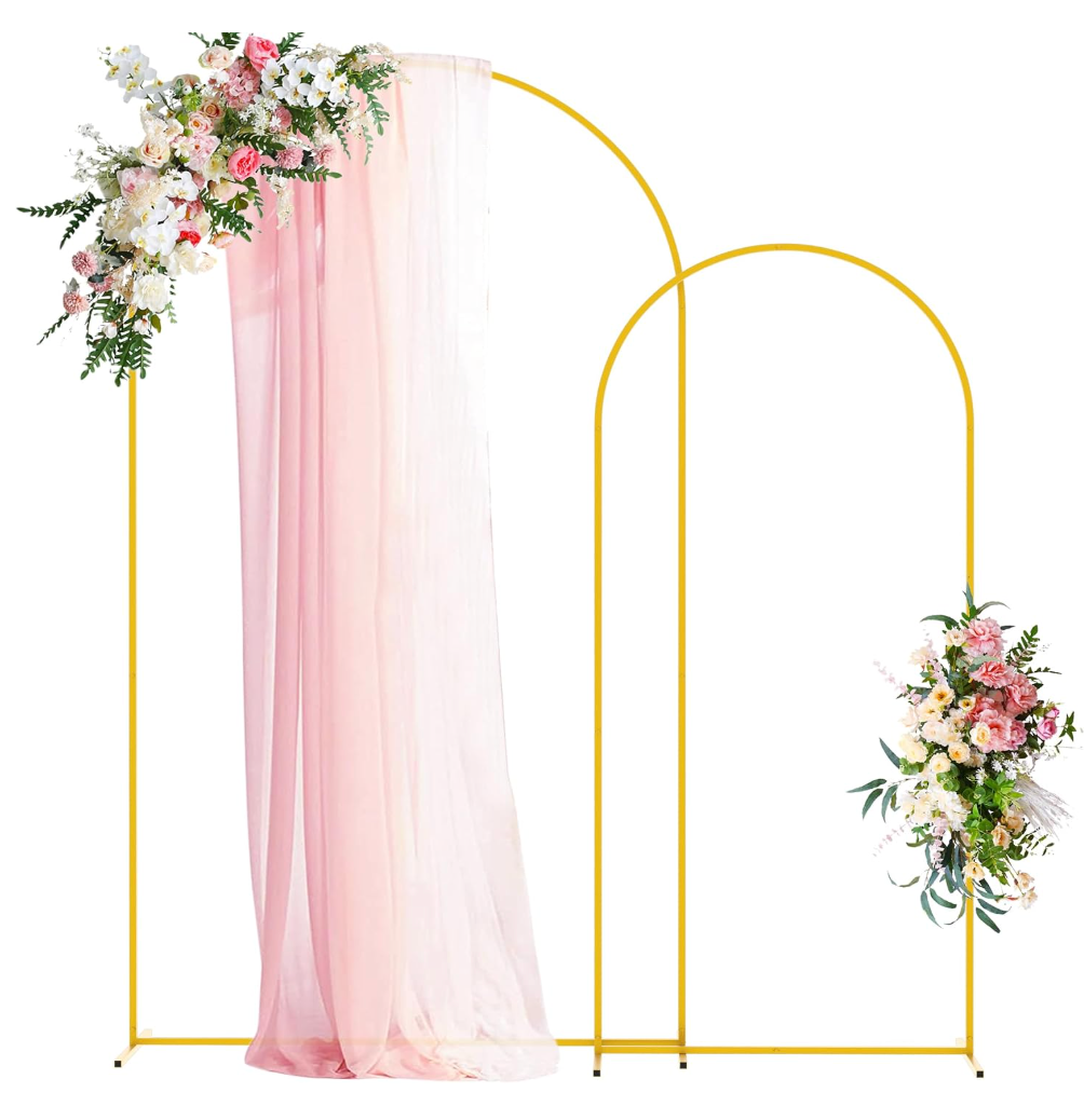 Wedding Arch Backdrop Stand 7.2FT,6FT Gold Metal Arch Stand Set