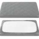 TILLYOU Pack and Play Sheet - Soft Quilted Crib Cover Pad, Toddlers Mattress Protector with 1''-3'' Deep Pocket, Thick Play Yard Playpen Sheets, Breathable Fluffy Crib Mattress Pad, 39"x27", Grey
 1 sustainability feature