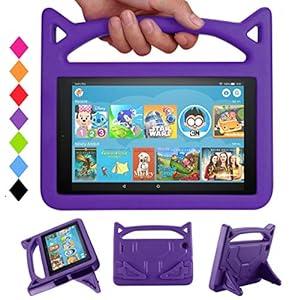 Kids Case for 7in Tablet(Only Fit 9th/ 7th/ 5th Gen, 2019/ 2017/ 2015 Release) Incompatible with Nokia Sony Tablet-SHERBORN Lightweight Shockproof Case with Stand Handle for 7 Inch Tablet-Purple