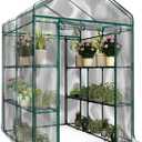 Greenhouse - Walk in Greenhouse with 8 Sturdy Shelves and PVC Cover for Indoor or Outdoor Use - 56 x 56 x 76-Inch Green House by Pure Garden, 8 Tier