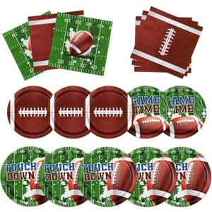 Football Party Decorations Tableware,150pcs Football Paper Plates and Napkins Disposable Touchdown Plates and Football Napkins for Gameday Tailgate Party Football Themed Party Decorations,Serve 50