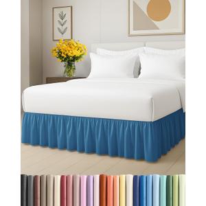 Bedskirt Queen Size Ruffle - 18 inch Drop Dust Ruffle Bed Skirt with Platform - Ultra-Soft, Easy Fit, Premium Hotel Quality - Wrinkle and Fade Resistant - for Women, Men, Kids and Teens - Denim Blue