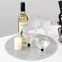 Silver Round Placemat Heat Resistant Non-Slip Table Mat for Fall Kitchen Dining Festivals Table Wedding Sparkle Christmas Decoration Glass Rhinestones Placemat (15 Inches) (1PCS, Silver-x-pattern)