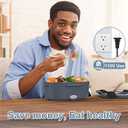 Electric Heated Lunch Box for Men/Women Home 80W Portable Food Warmer with 12V/24V/110V/220V Stainless Steel Leakproof Container for Work Travel Jobsite Camping Christmas White Elephant Gifts (Black & Grey)