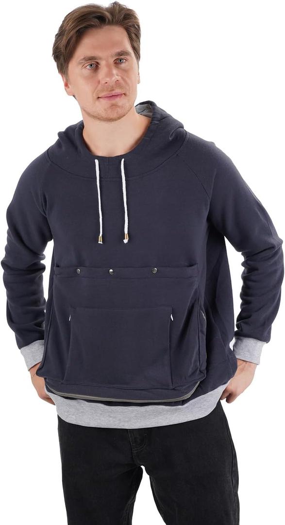 Pet Cat Dog Pouch Hoodie Small Animal Carrier  Kitten Puppy Pouch Sweatshirt Holder Fleece Unisex Hoodies Navy