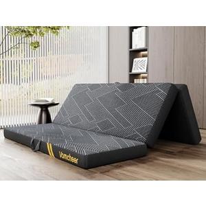 Vamcheer Foldable Mattress Queen Size, 4 Inch Tri Folding Mattress, Handle & Non-Slip Bottom with Washable Cover for Travel RV Camping Guest Room, 78"x58"x4", Grey