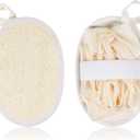 Jeffdad 2Pcs Natural Loofah Sponge, Premium Exfoliating Body Scrubber for Women & Men Ideal Shower Scrubber for Body Perfect for Exfoliation, Cleansing, and Gentle Skin Care(Beige)