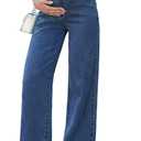 BLENCOT Maternity Jeans for Women High Waist Straight Leg Pregnancy Denim Pants with Pockets (Blue, M)