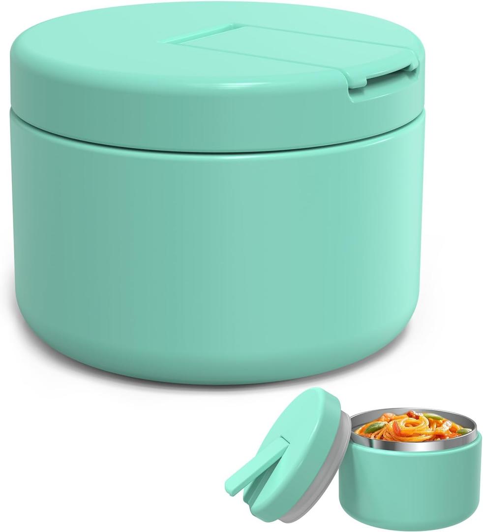 LOHASOK 12oz Food Thermo for Hot Food Insulated Vacuum Soup Jar with Buckle Lid, Stainless Steel Wide Mouth Leak Proof Lunch Container