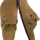 CUSHIONAIRE Haze Genuine Suede Leather Mens Clogs - Comfortable Slip On Potato Shoes for Men with Adjustable Buckle, 39