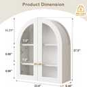 Arched Wall Cabinet, Bathroom Cabinet Wall Mount with Glass Doors & Adjustable Shelf, Floating Medicine Cabinet for Bathroom, Kitchen, Living Room Storage, White, 23.6 x 27.5 x 8.46 in