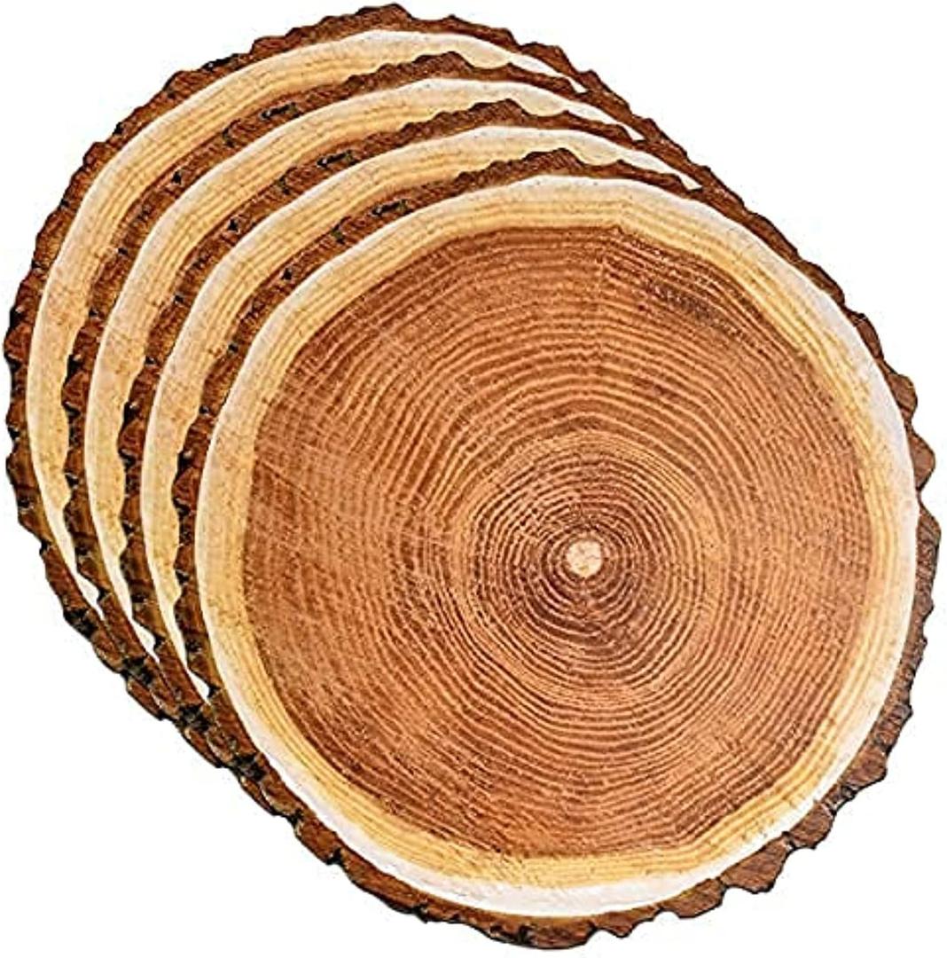 Gift Boutique Disposable Wooden Slice Paper Place Mats 50 Pack 13.5" Round Rustic Brown Wood Slices Charger Place Mat for Farmhouse Tan Table Setting Summer Spring Fall Wedding Dinner Party Decor