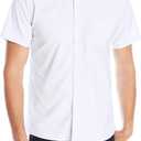 IZOD Uniform Young Mens Short Sleeve Button-down Oxford Shirt (White, L)