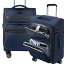 KROSER Softside Expandable Carry On Luggage with Front Business Pockets20 Inch Suitcases with Spinner Wheels & Built-in TSA Lock, Durable Suitcase Rolling Luggage with USB Port, Navy