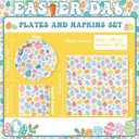 ZVK Easter Paper Plates Napkins Set Disposable 9" Party Dinner Plates, 13" Party Napkins Dinnerware Set Serve 30