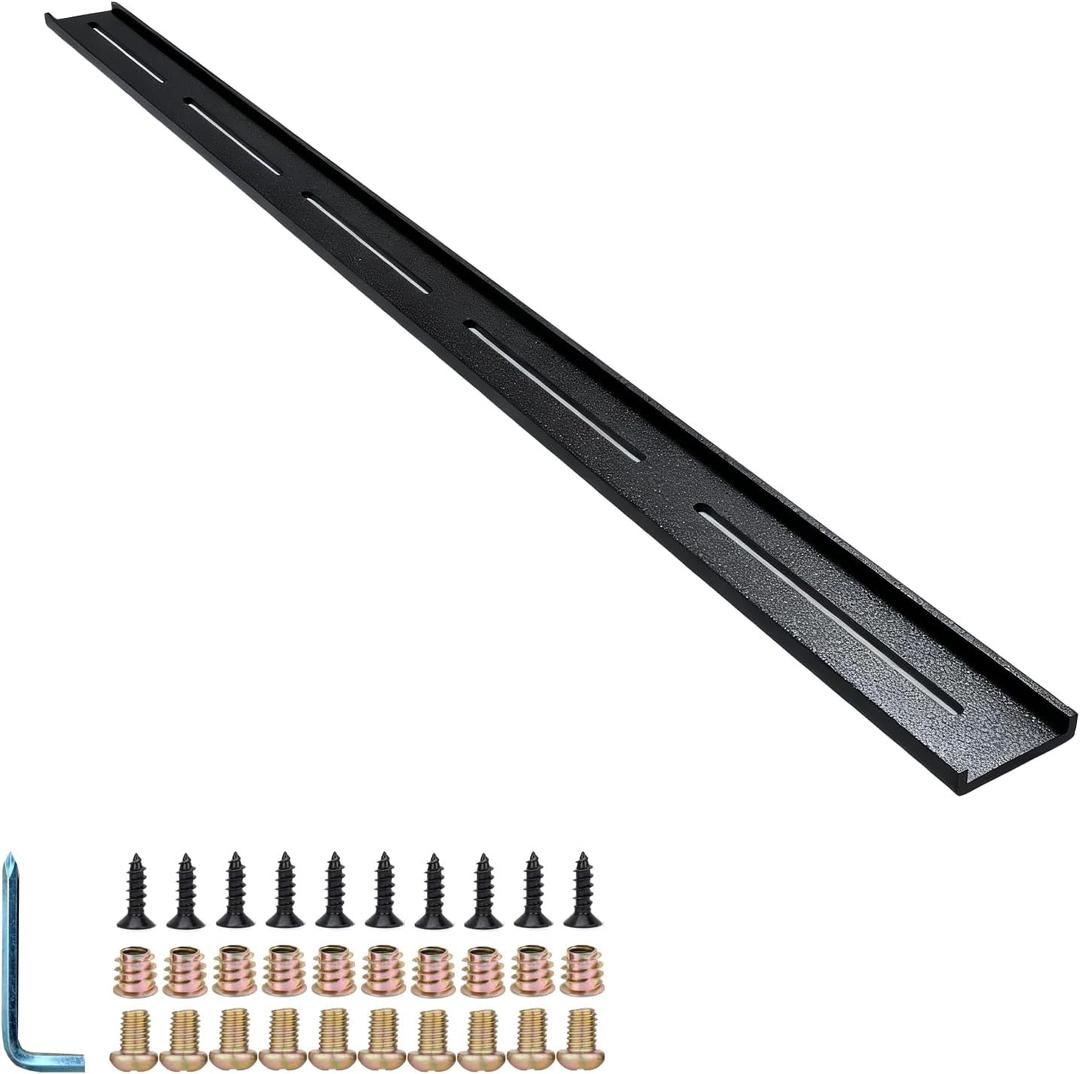 C Channel Steel Support Metal Support Bracing Hidden C Bracket for Table Top Live Edge Slab Woodworking, Black Coat Finish, 6 Holes (1 Pack, 30 Inch)