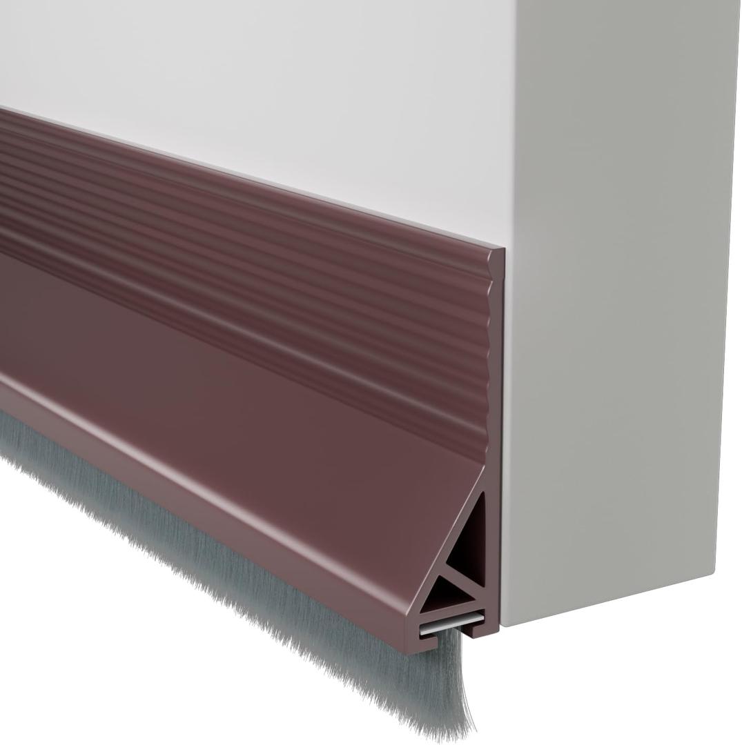 Door Draft Stopper with Brush, 39" Door Sweep for Bottom of Door, Self Adhesive Weather Stripping for Bottom of Door, Under Door Seal Dust/Noise/Hot or Cold Air Insulation, Brown, 2 Pack