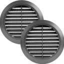 Vent Systems 4'' Inch - Pack of 2 - Graphite Soffit Vent Cover - Round Air Vent Louver - Grill Cover - Built-in Mesh Screen - HVAC Vents, Air Vent Covers for Bathroom, Home Office, Kitchen