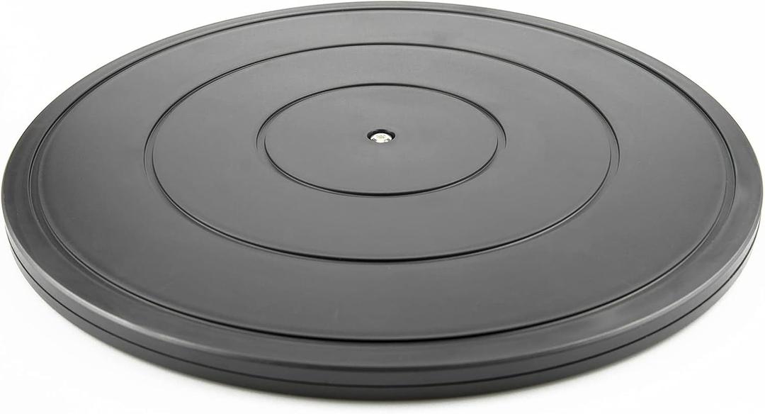 16Inch Lazy Susan Turntable - Heavy Duty Rotating Swivel Steel Ball Bearings - Flat Base Stand for TV/Computer/Monitor/Arts/Crafts/Bonsai/Christmas Tree/Cabinet Organizer(Plastic&Black)