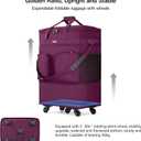 Hanke Expandable Large Suitcase 4 Wheels Lightweight Collapsible,Foldable Suitcases &Travel Bags Hand Luggage Extend 20/24/28 inch Suitcases Duffel Bag Without Telescopic Handle for Men & Women, Purple