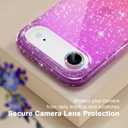 Choiche Compatible for iPhone 17 Air Case, Women Cute Clear Glitter Bling Sparkly Case, [1 x Diamond Camera Lens Protectors] [2 x Tempered Glass Screen Protectors] 6.5-inch (Glitter Purple/Pink)