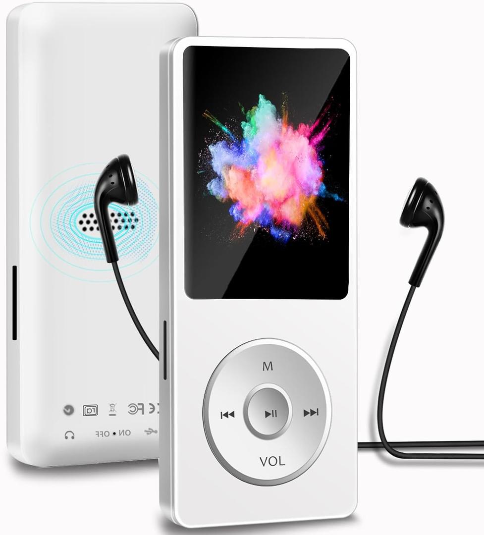 Aigital MP3 Player with Bluetooth and 32GB TF Card, HiFi Music Player with Built-in Speaker and Earphones, Multifunctional MP3 Players with FM/Recording/E-Book/Video,Silver