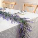 6Ft Lavender Purple Artificial Garland, Spring Summer All Year Lavender Garland for Farmhouse Wedding Mantle Arch Porch Stair Table Indoor Door Home Decoration