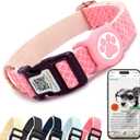 WhoseID Dog Collar with Waterproof AirTag Holder & Anti-Lost QR Code, Cute Bling Warpping Adjustable Width for Small Medium Large Pet (Red, L)