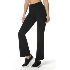 Houmous Women's Cotton Bootcut Pants Inner Pocket(Regular-33 Inseam-Black, 4 Pockets, X-Large)
