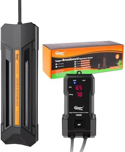 hygger 1200W Aquarium Heater with Controller, Adjustable & Submersible Fish Tank Heater with Digital Display Safety Triple Protection Beeping Alarm for Saltwater and Freshwater 160-280 Gallon