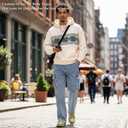 Men's Hiking Pants Cargo Jeans for Hiking, Fishing, Tactical, Jogger - Multi-Pocket Denim Work Pants (Blue, M)