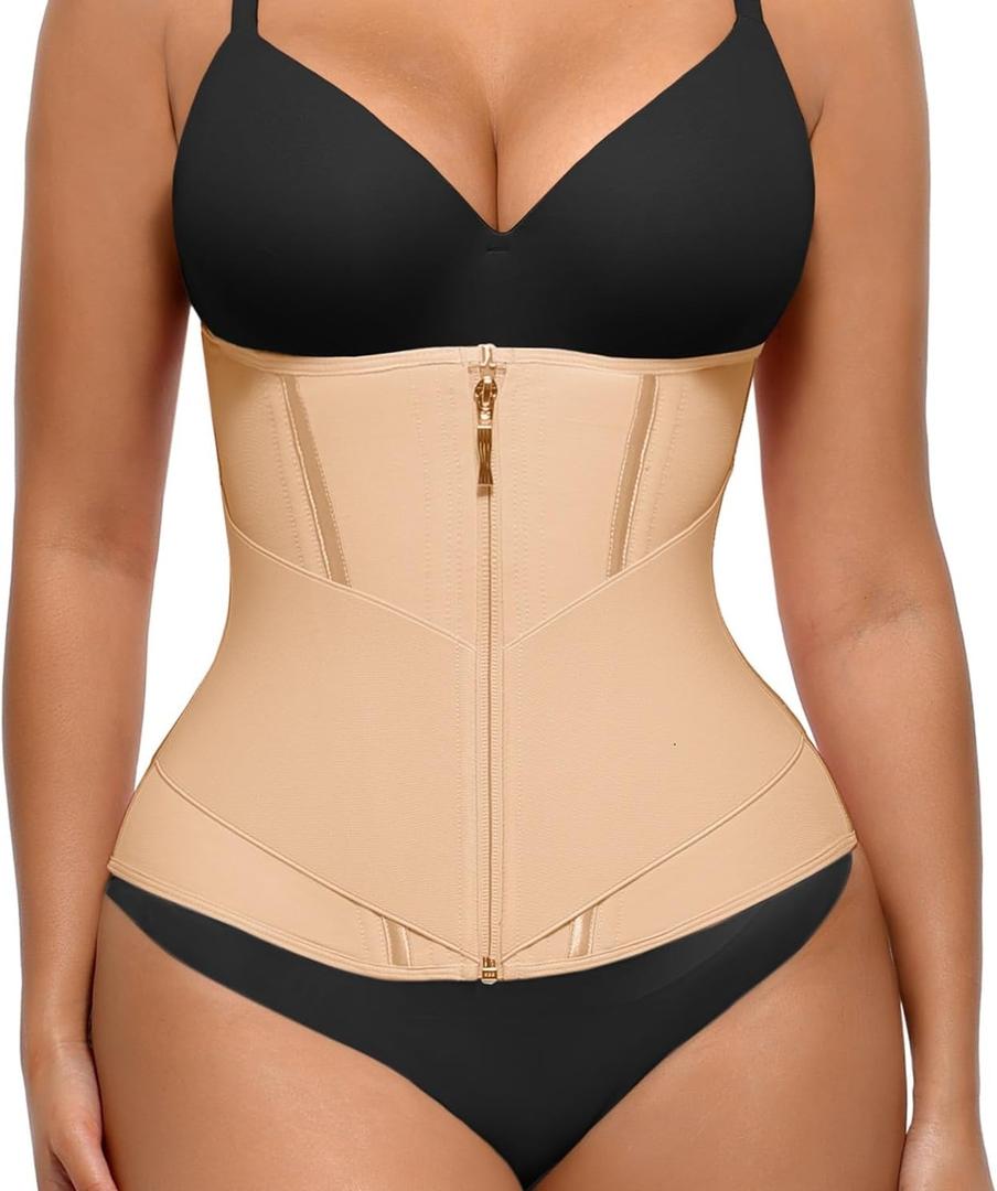 FeelinGirl Waist Trainer for Women Waist Cincher Corset Shapewear Tummy Control Body Shaper Sport Workout Girdle (Skin, M)