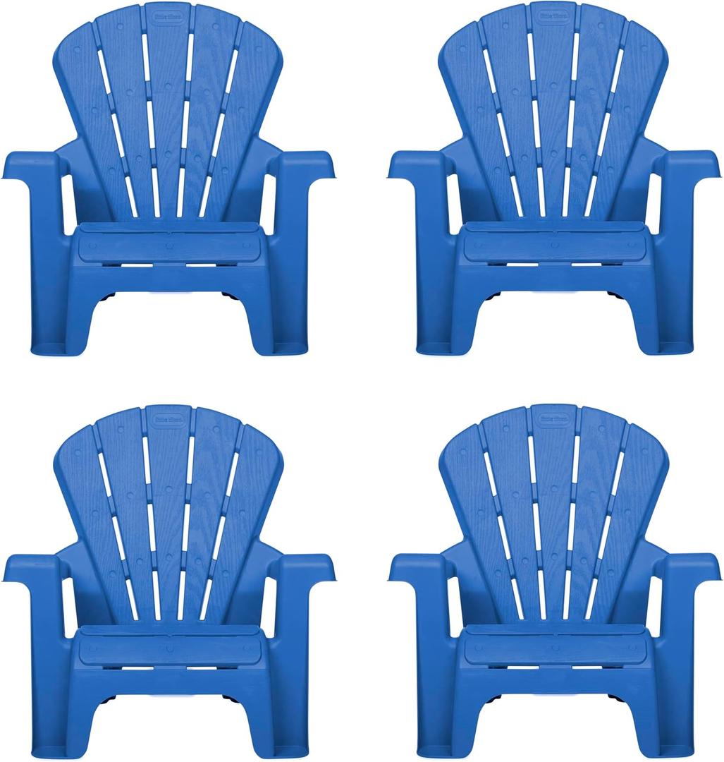 Little Tikes Kids Garden Chair 4 Pack in Blue, Outdoor Toddler Activity Adirondack Chairs for Picnic, Garden, Patio, Backyard & Beach, Outdoor Chair Set