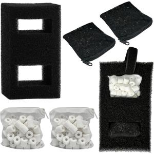 2 Set Aquarium Filter Media Compatible with Fluval SPEC, EVO, Betta and Flex Desktop Aquarium Series, Includes 2 Carbon Filter Refills, 2 Foam Filter A1376, 2 Ceramic Rings & 1 Filter Cord