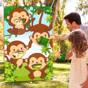 Blulu Jungle Safari Animals Bean Bag Toss Games With 3 Bean Bags, Safari Theme Party Games Decoration, Monkey Bean Toss for Family Animals Theme Party Favor Supplies