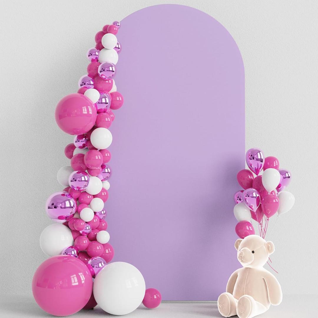 Wokceer 6.6FT Wedding Arch Cover Spandex Fitted Wedding Arch Stand Covers Round Top Chiara Arch Backdrop Cover for Birthday Party Ceremony Banquet Decoration Lavender