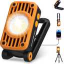 EverBrite COB Rechargeable Folding Work Light, 7 Lighting Modes, 1200 Lumens LED with 180° Adjustable Stand and Hanging Hook, Magnetic Base for Car Repair, Camping, Emergency, Job Site
