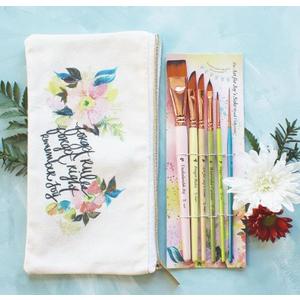 Travel Watercolor Brush Set  6 Piece Pouch Set for Beginners & Pros  Assorted Paint Brushes with Watercolor Detail & Dagger Brushes