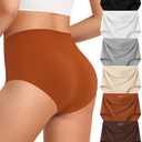 Kalapa Womens Underwear Seamless Full Coverage Breathable Briefs No Show Silky Stretch High Waisted Ladies Panties 6 Pack, Size M