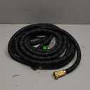 PowerFlow Garden Hose, NON-EXPANDABLE 25 Feet Premium Quality Stainless Steel Metal Water Hose with Durable Fabric Skin, Hose For Commercial, Residential Use, Bonus 10-way Spray Nozzle (25 Ft, Black)