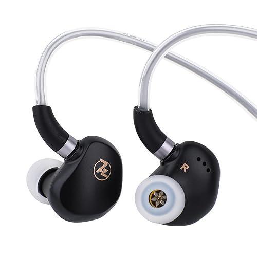 Linsoul 7HZ G1 in-Ear Monitor, 10mm DLC Diaphragm Dynamic Driver IEM Earphone, Wired Gaming Earbuds with Detachable OFC Silver-Plated Cable for Musician Audiophile (3.5mm No Mic, Black) - Color Black - Estilo 3.5mm No Mic