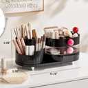 Makeup Organizer Countertop for Vanity with 360 Rotating Brush Holder, 3 Layer Cosmetic and Jewelry Storage, Makeup Display Case for Skincare&Perfume, Black